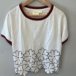 Anthropologie Maeve Floral Cut out short sleeve size S